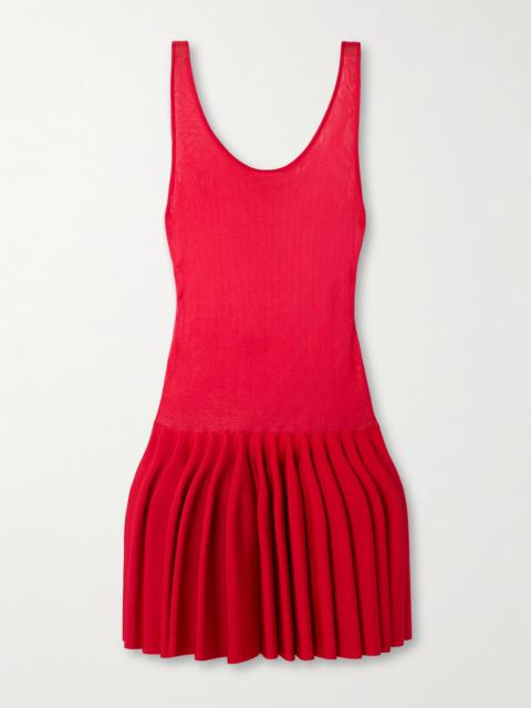 Pleated Jersey And Stretch-knit Mini Dress