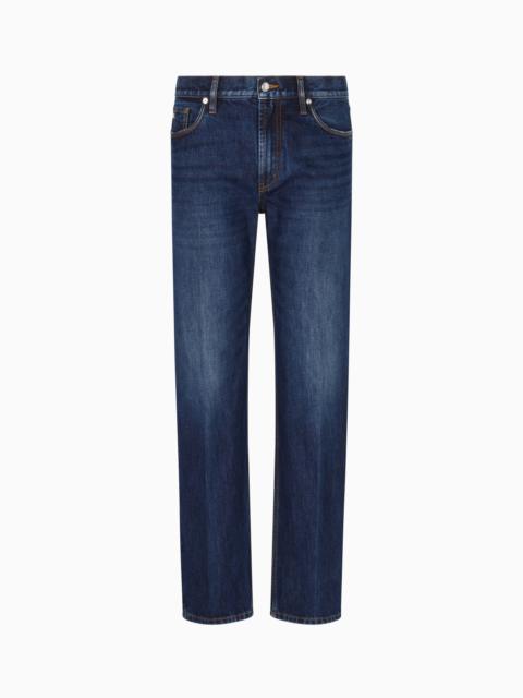 J76 STRAIGHT-FIT, STONE-WASHED DENIM JEANS