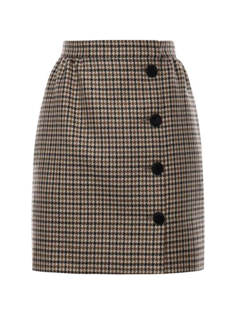 Houndstooth button-details wool mini skirt