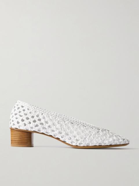 Woven leather pumps Cream