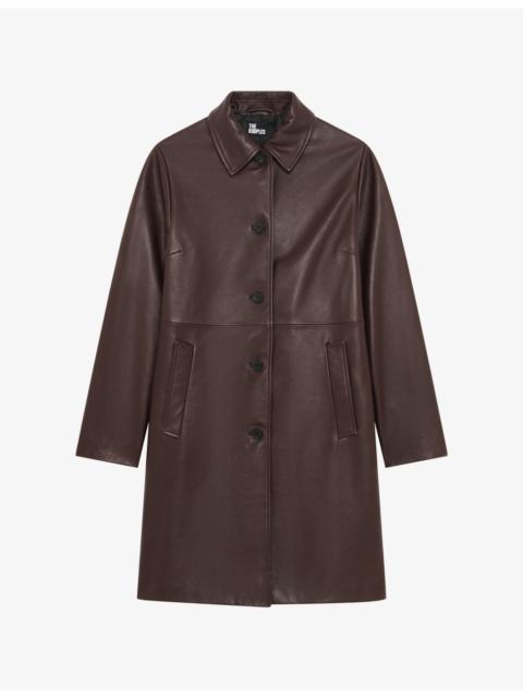 Collared Straight-Cut Leather Jacket