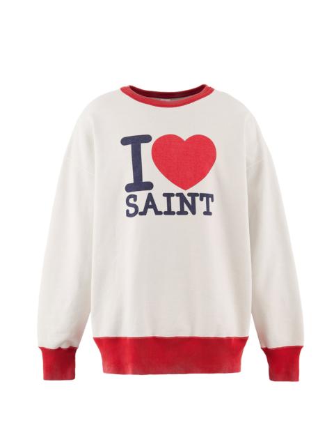 CRW NECK SWT/I LOVE SAINT / WHT