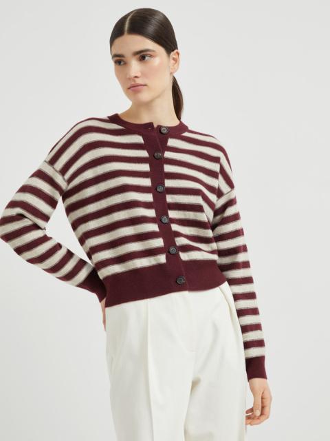 Cashmere cardigan with sparkling stripes