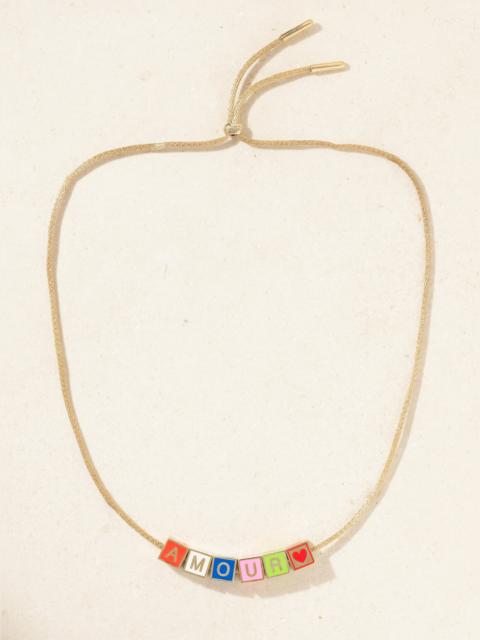 Amour 14-karat Gold And Enamel Necklace