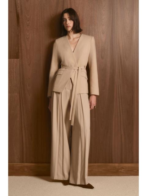 Polished Tailored Pleated Wide Leg Belted Trouser