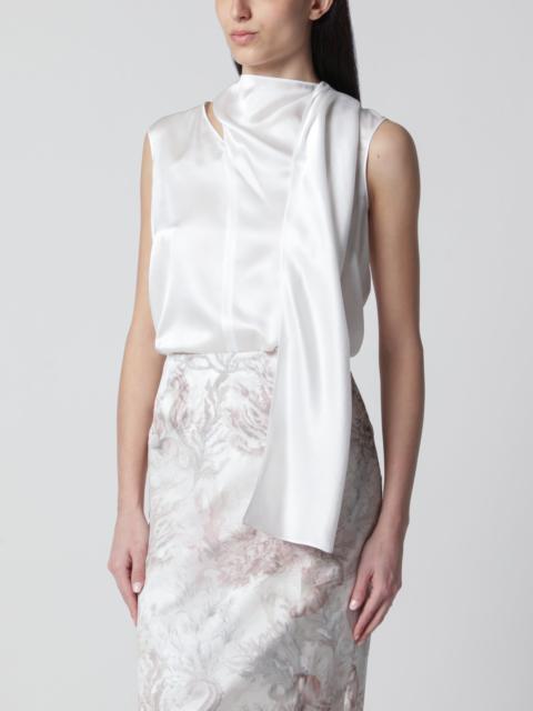 White silk satin top