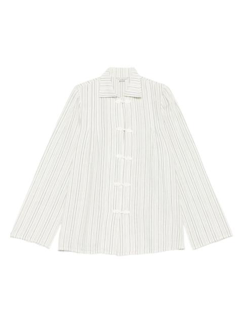 striped frog-closures blouse