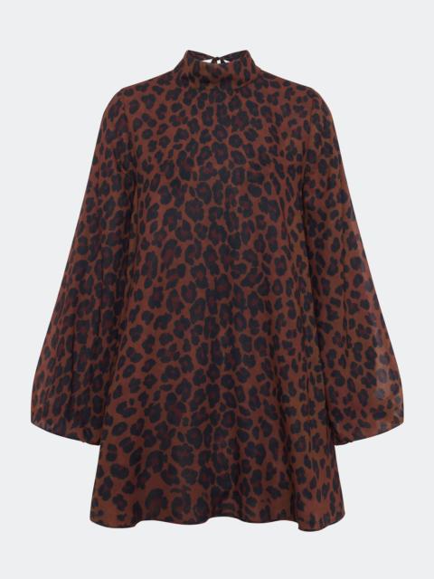 Joplin Chiffon Mini Dress In Choco Brown Leopard