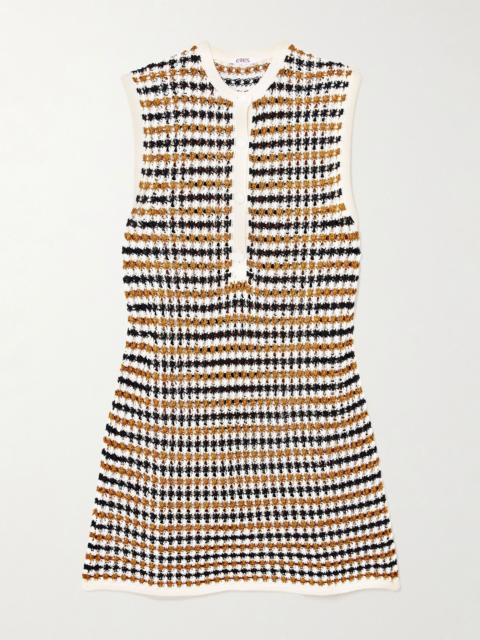 Tempo Inedite striped crocheted cotton-blend mini dress Yellow