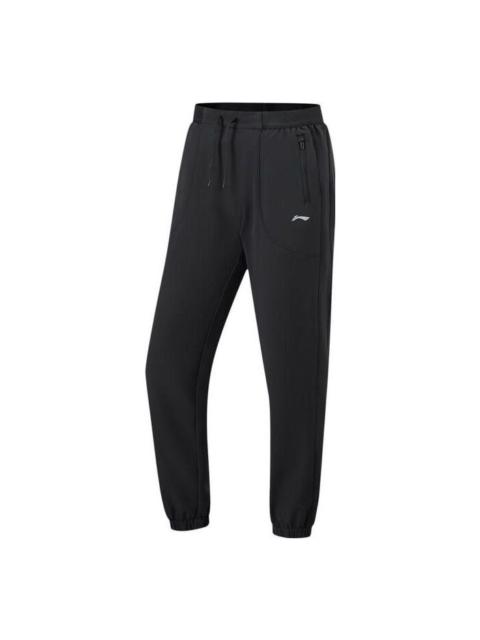 (WMNS) Li-Ning Logo Quick-Drying Running Pants 'Black' AYKT610-1