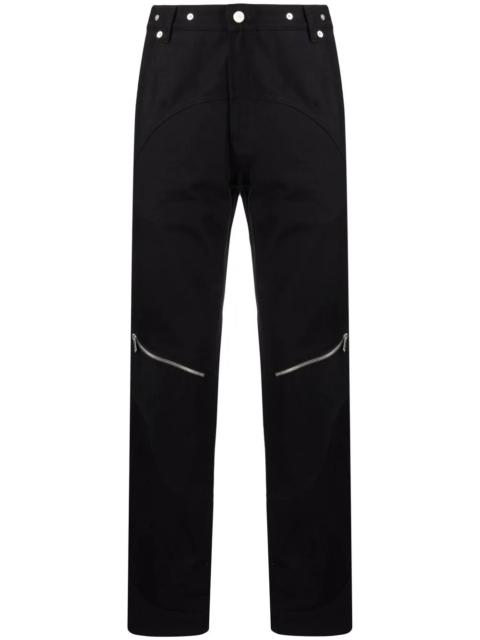 zip-detailed straight-leg trousers