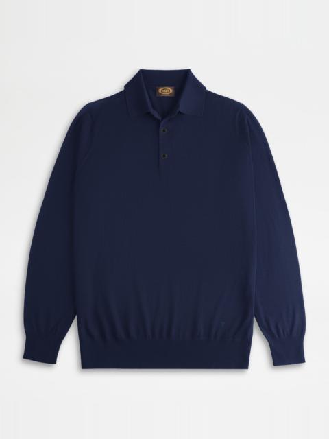 POLO SHIRT IN T15 WOOL - BLUE