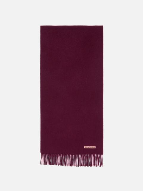 Fringe wool scarf – Narrow - Burgundy melange