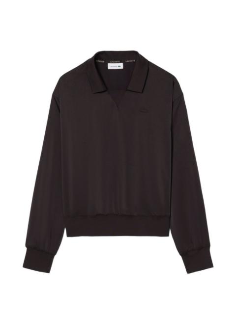 relaxed-fit satin polo top