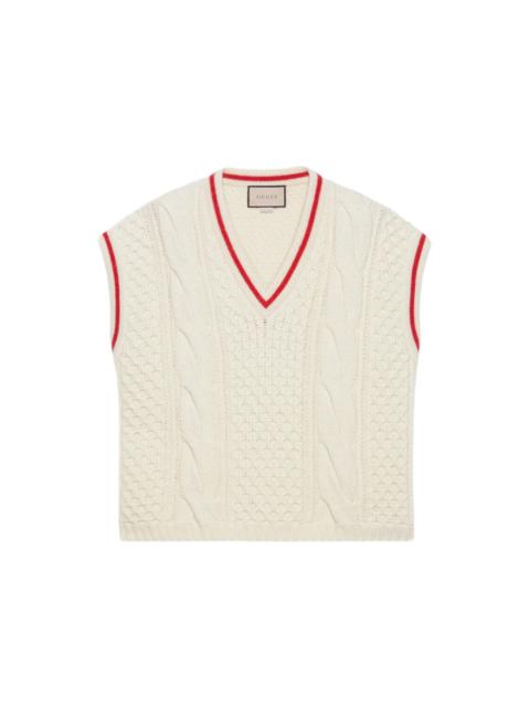 Wool cable knit vest