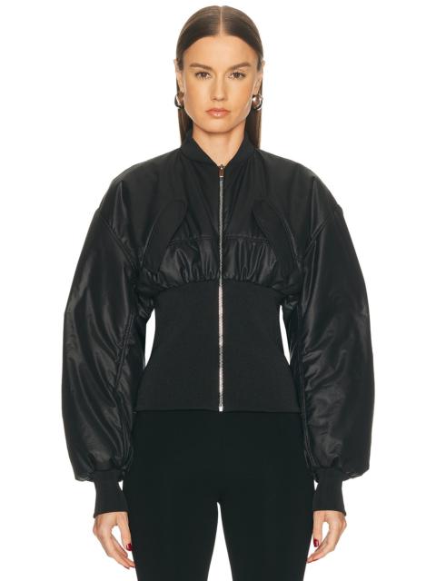 Ribbed Waist Bomber Jacket