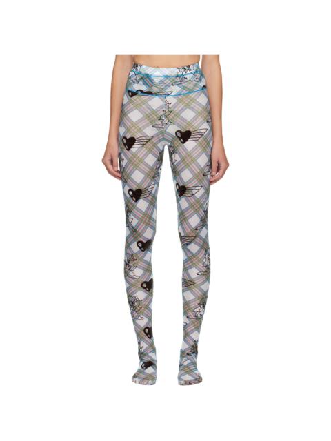 Blue & White Bunny Girl Argyle Mesh Leggings