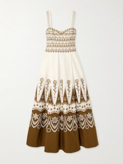 Elida Embroidered Cotton Midi Dress