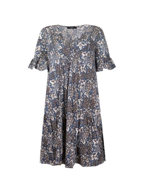 floral-print tiered cotton midi dress