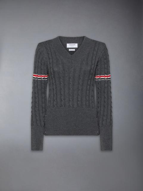 Classic Wool V Neck Cable Pullover