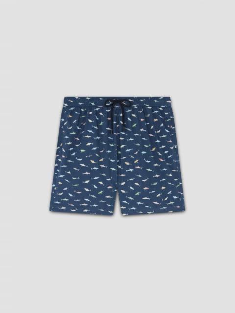 SWIM SHORTS WITH MULTICOLOR SHARK PRINT
