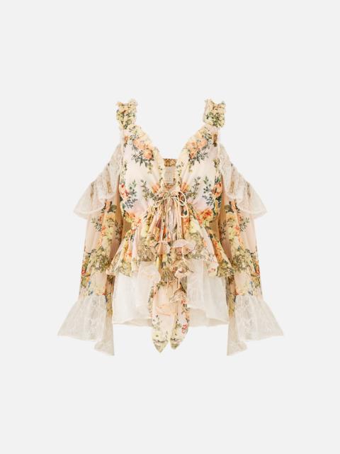 COLD SHOULDER RUFFLE TOP