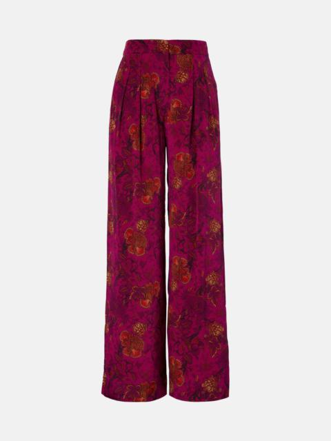 Aviva silk crêpe de chine wide-leg pants