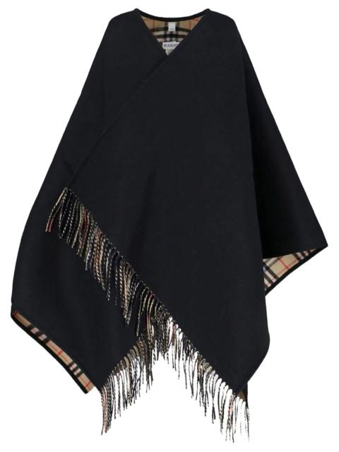 REVERSIBLE WOOL CHECK CAPE
