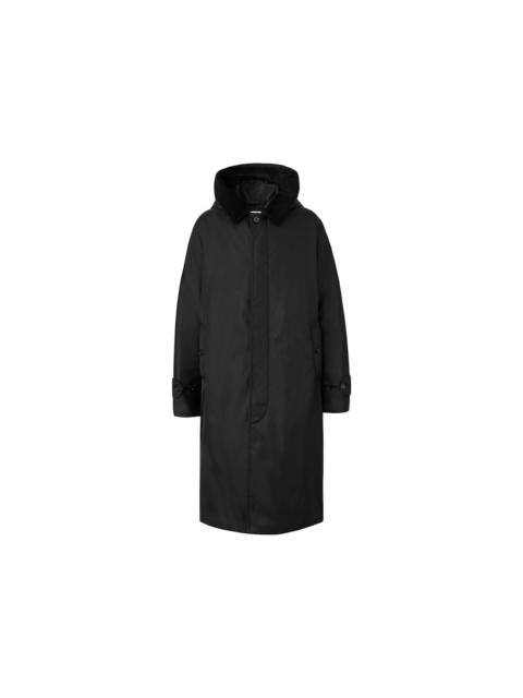 Burberry Corduroy Collar Nylon Twill Hooded Car Coat Black