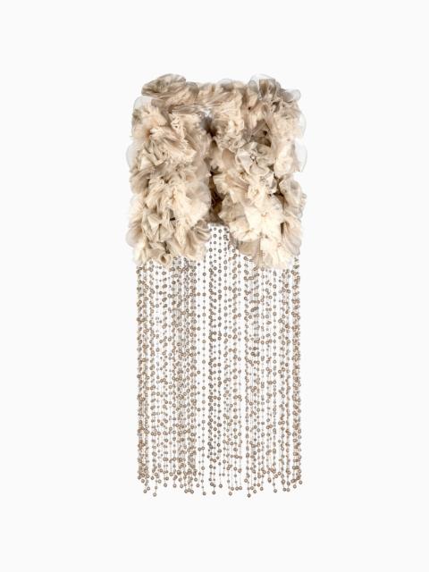 CRINOLINE AND TULLE CAPE WITH FRINGES