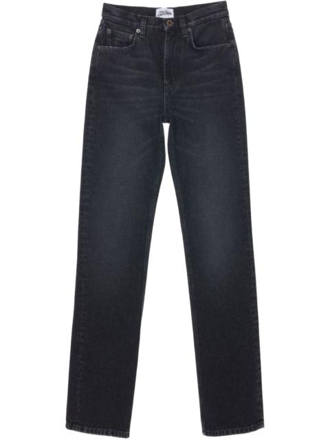 logo-patch high-waist straight-leg jeans