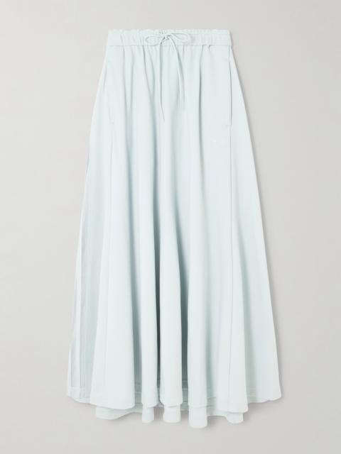 Pleated Piqué Midi Skirt
