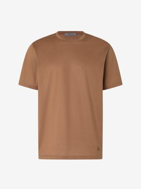 Beige crew neck pure cotton t-shirt