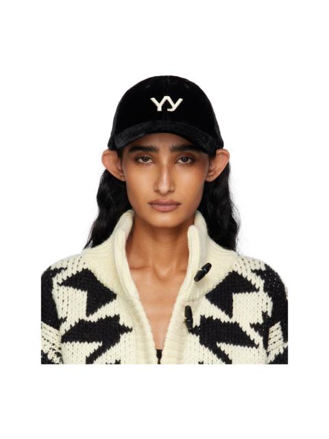 Black 'Yy' Velvet Ball Cap