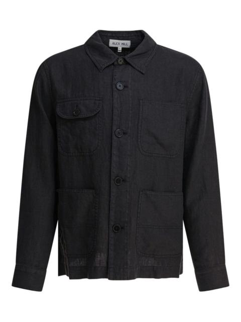 multi-pocket linen shirt jacket