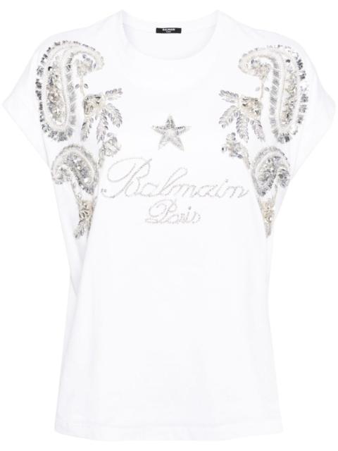 crystal-embellished cotton T-shirt