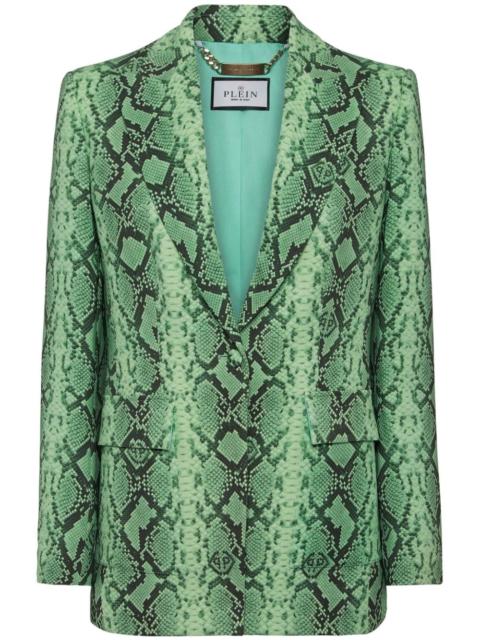 python-print satin blazer