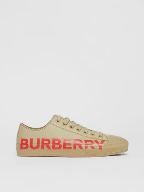 Logo Print Cotton Gabardine Sneakers