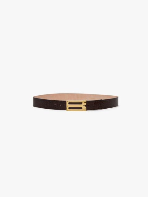 Jumbo Dorian Belt In Dark Brown Croc Embossed Leather