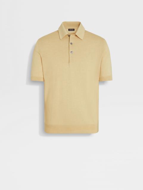 PASTEL YELLOW MÉLANGE SILK CASHMERE AND LINEN POLO SHIRT