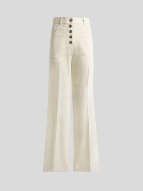 FLARED STRETCH COTTON DENIM JEANS WITH PEGASO BUTTONS