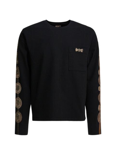 embellished-sleeves T-shirt