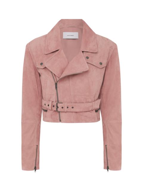 Cropped Suede Biker Jacket pink