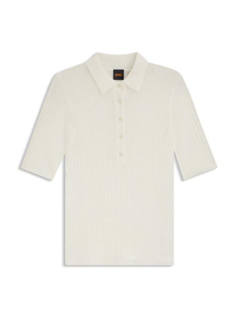 RIBBED KNIT POLO IN WOOL