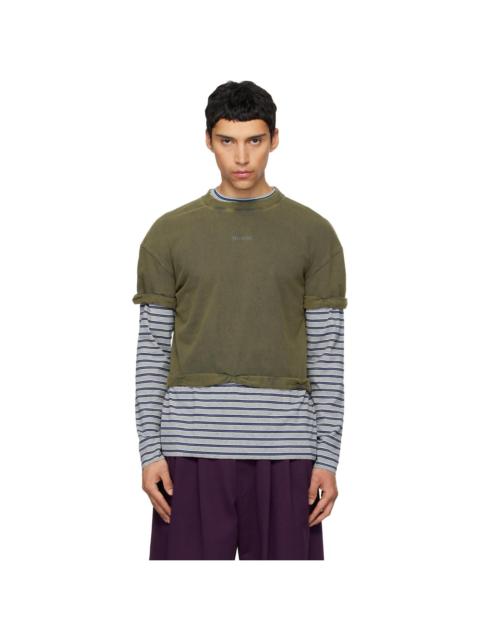Green & Gray Layered Stripe Long-Sleeve T-shirt