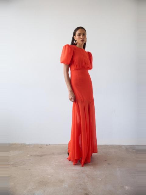 AGUA MAXI DRESS IN RED CRINKLE CHIFFON
