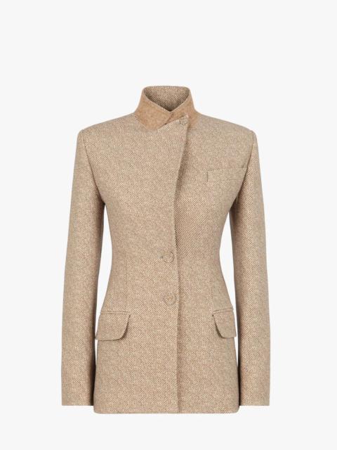 Beige printed wool jacket