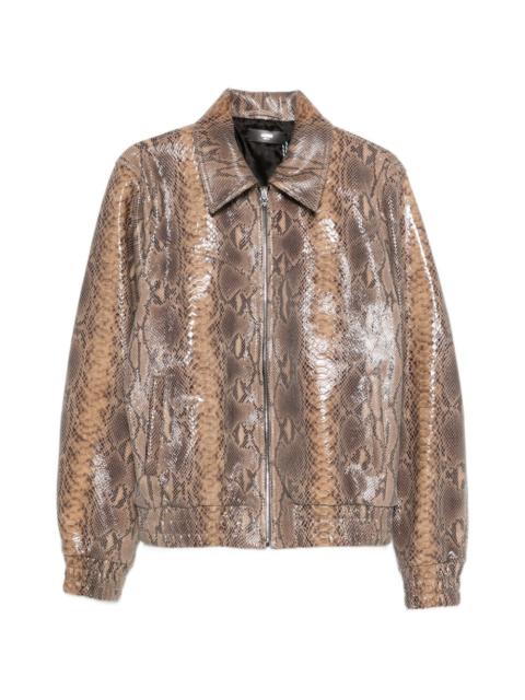 zip-up leather jacket