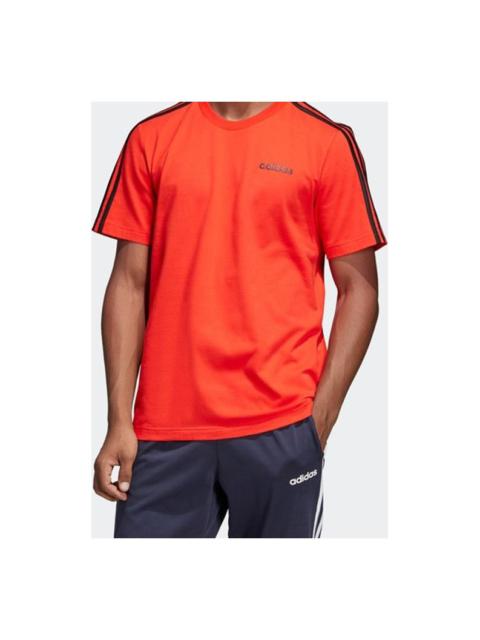 adidas E 3S Tee Classic Stripe Training Sports Round Neck Short Sleeve Red DU0444