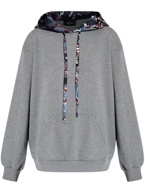 contasting-hood cotton hoodie